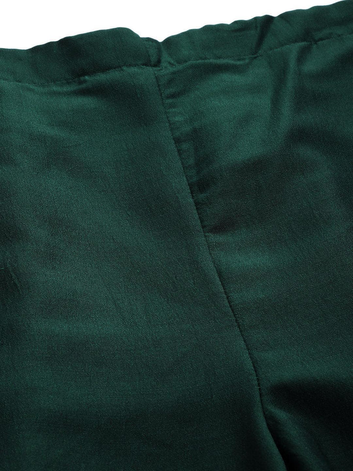 Green Solid Silk Palazzos - ShopLibas