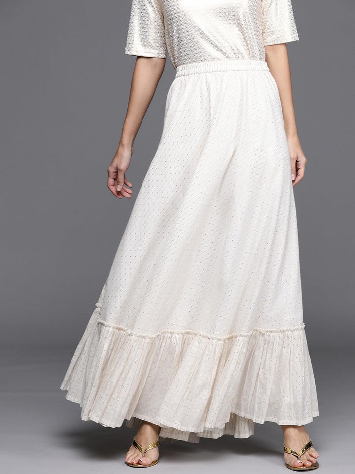 White Self Design Cotton Skirt - ShopLibas