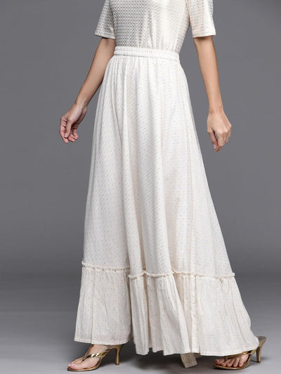 White Self Design Cotton Skirt - ShopLibas