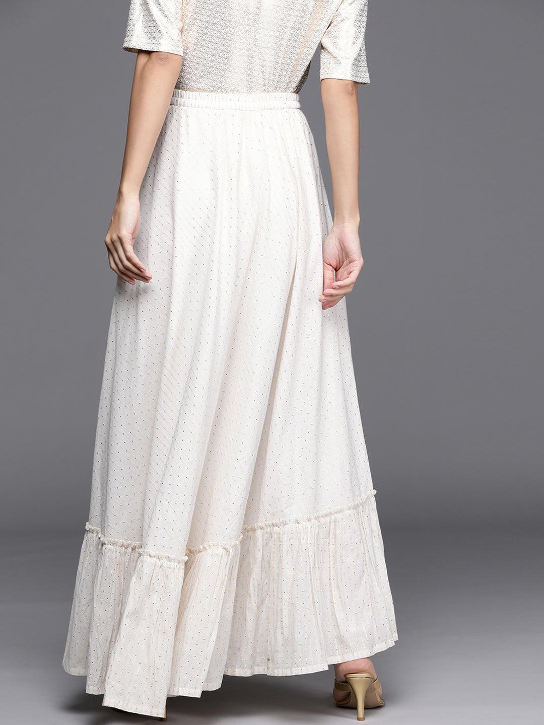 White Self Design Cotton Skirt - ShopLibas