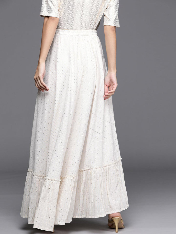 White Self Design Cotton Skirt - ShopLibas
