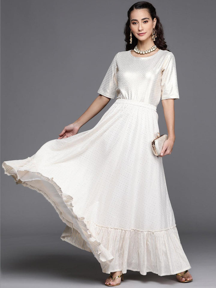 White Self Design Cotton Skirt - ShopLibas