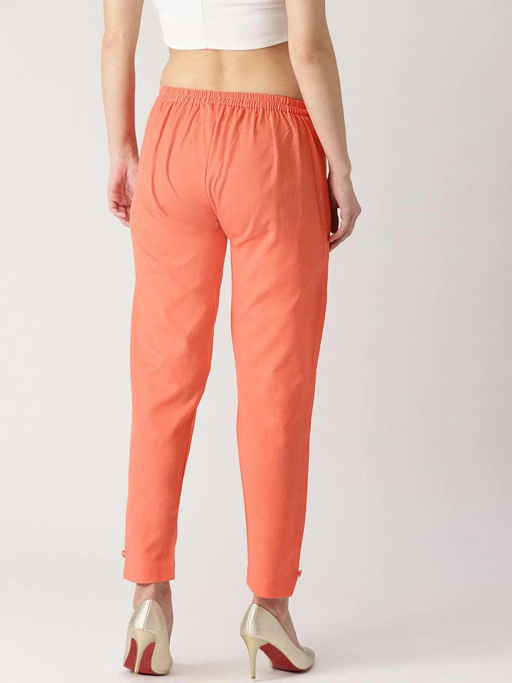 Pink Solid Cotton Trousers - ShopLibas