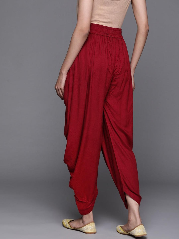 Maroon Solid Rayon Salwar Pants - ShopLibas
