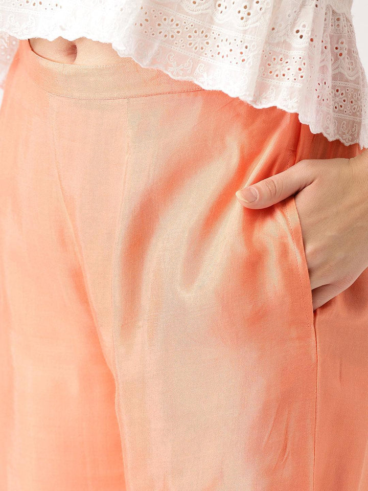 Orange Solid Viscose Palazzos