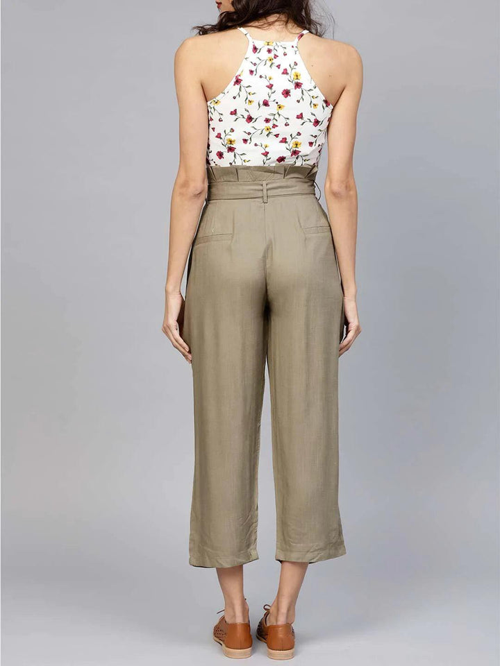 Green Solid Rayon Trousers