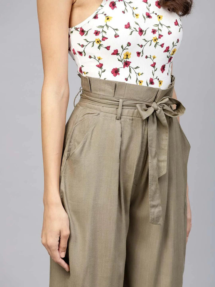 Green Solid Rayon Trousers