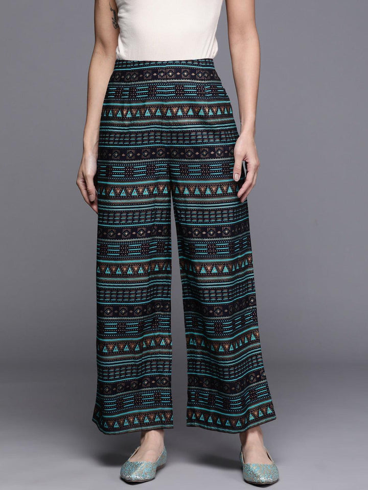 Multicoloured Printed Rayon Palazzos - ShopLibas