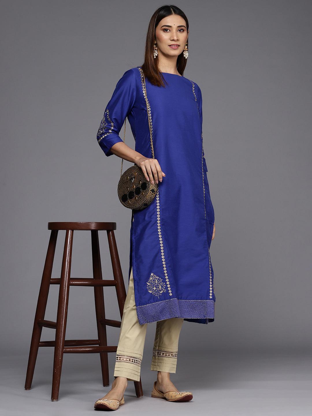 Beige Solid Cotton Trousers - ShopLibas 