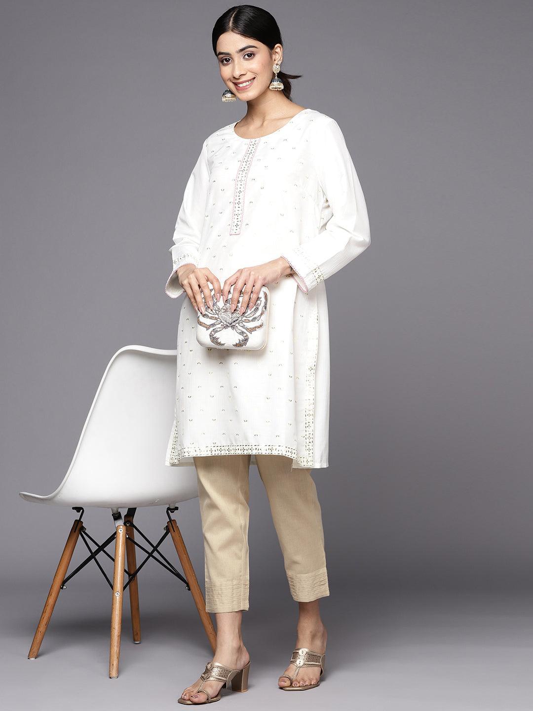 Beige Solid Cotton Trousers - ShopLibas 