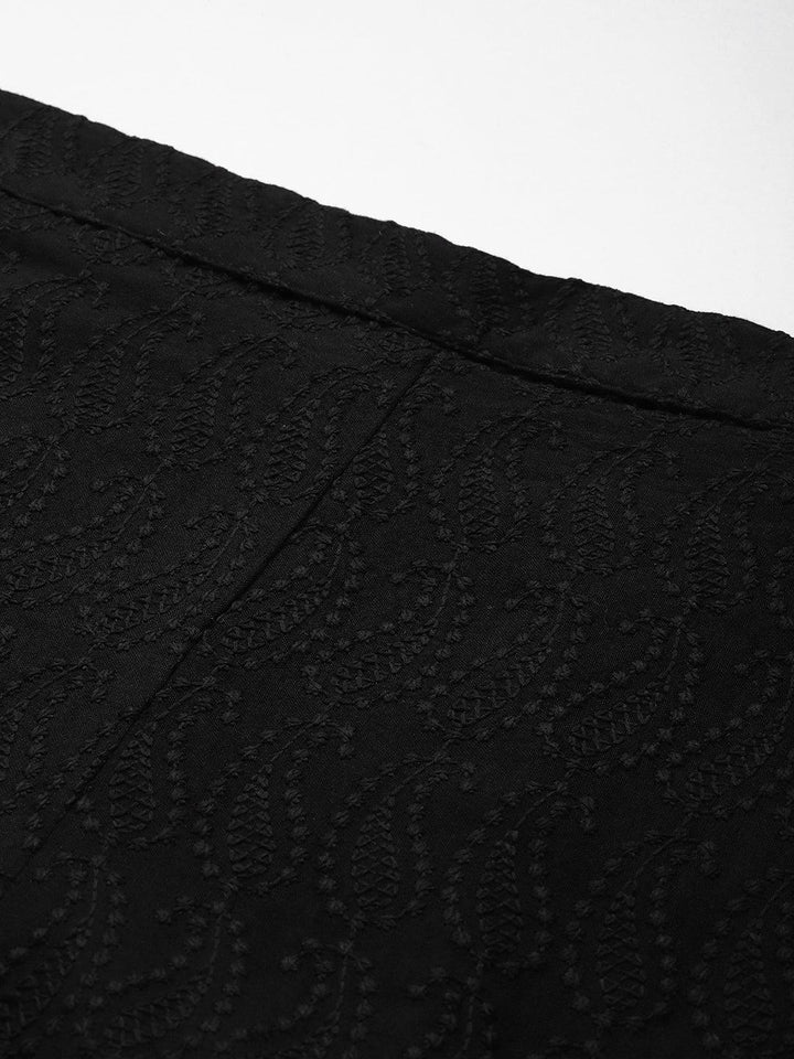Black Embroidered Rayon Palazzos - ShopLibas