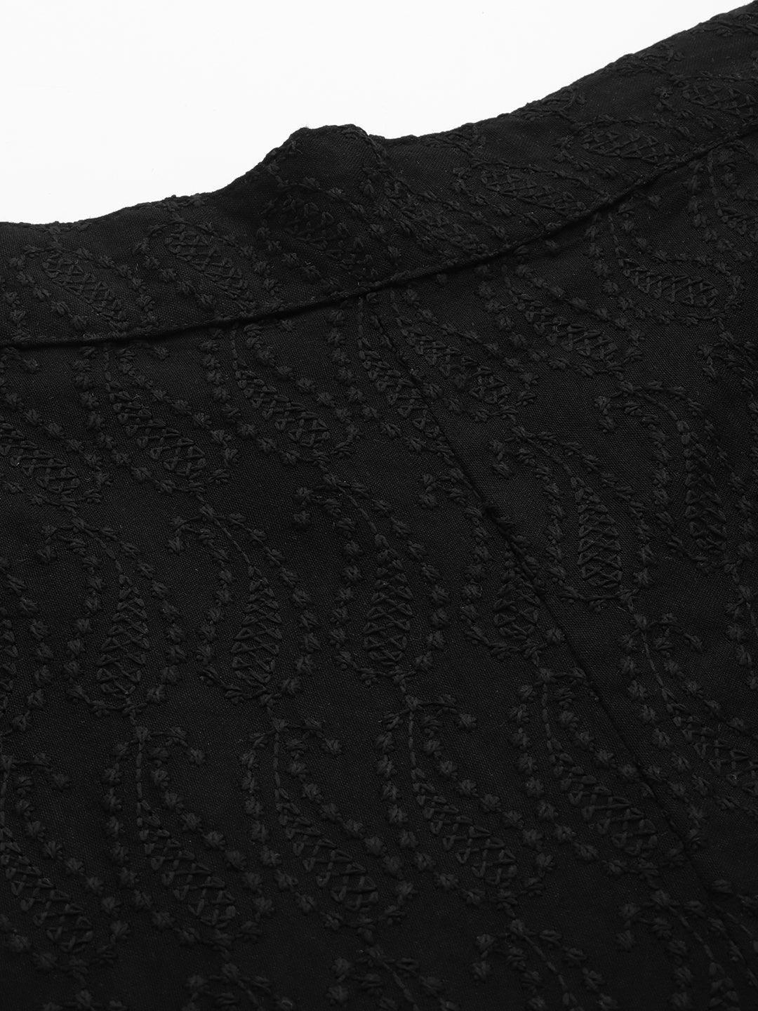 Black Embroidered Viscose Rayon Trousers - ShopLibas 