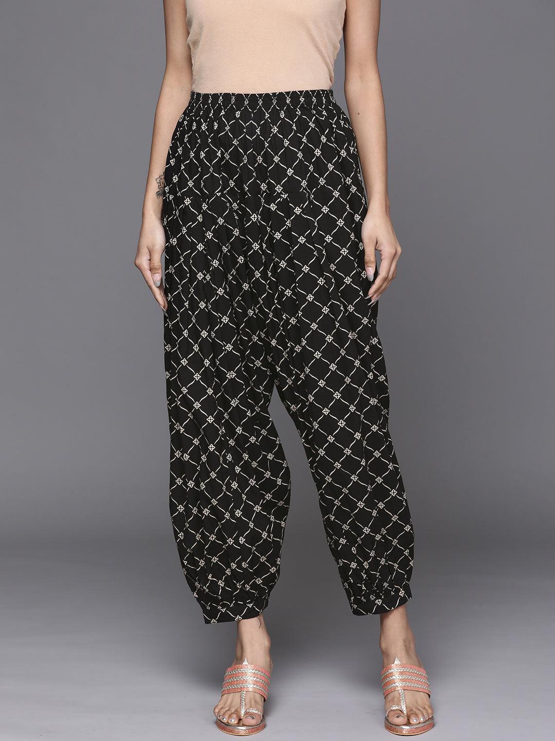Black Printed Cotton Salwar Pants - ShopLibas
