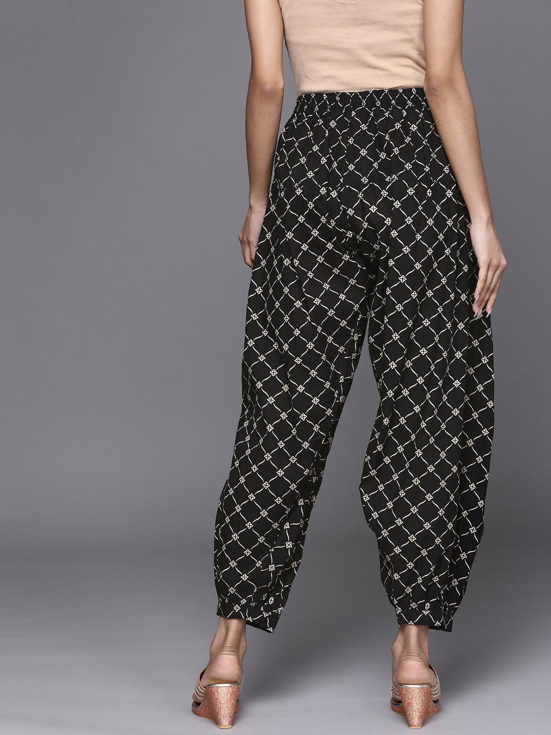 Black Printed Cotton Salwar Pants - ShopLibas