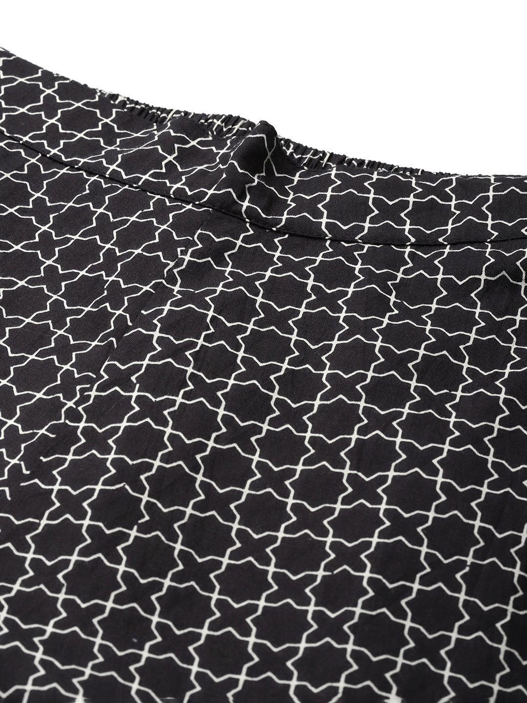 Black Printed Cotton Trousers - ShopLibas 