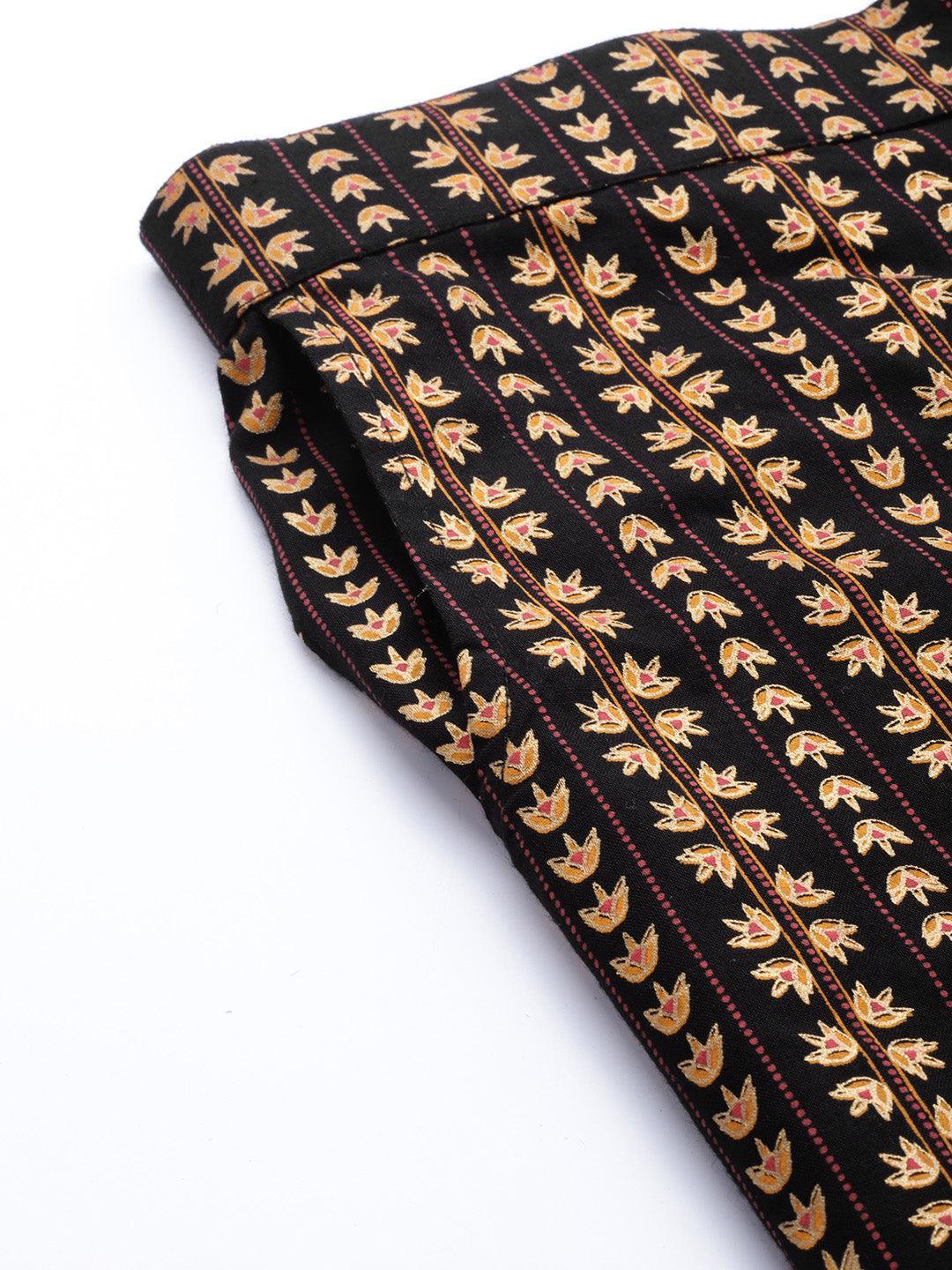 Black Printed Rayon Trousers - ShopLibas 