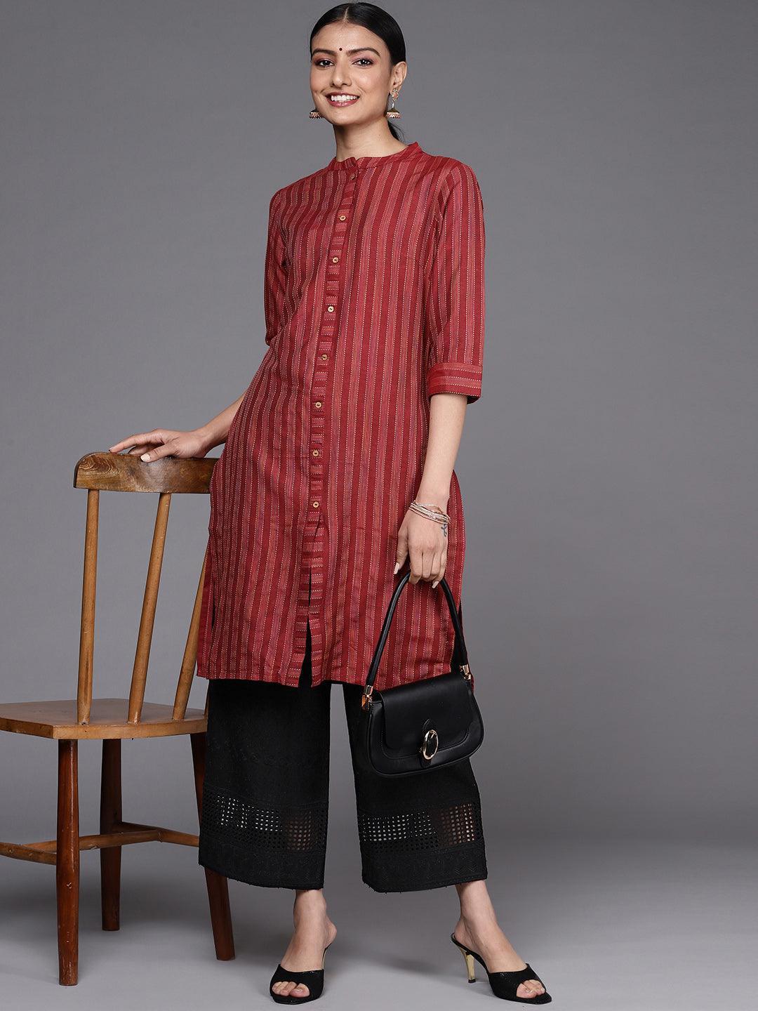 Black Self Design Cotton Palazzos - ShopLibas 