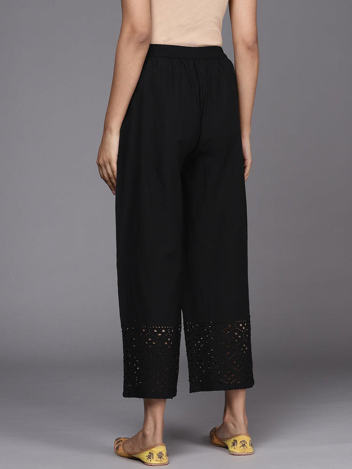 Black Solid Cotton Palazzos