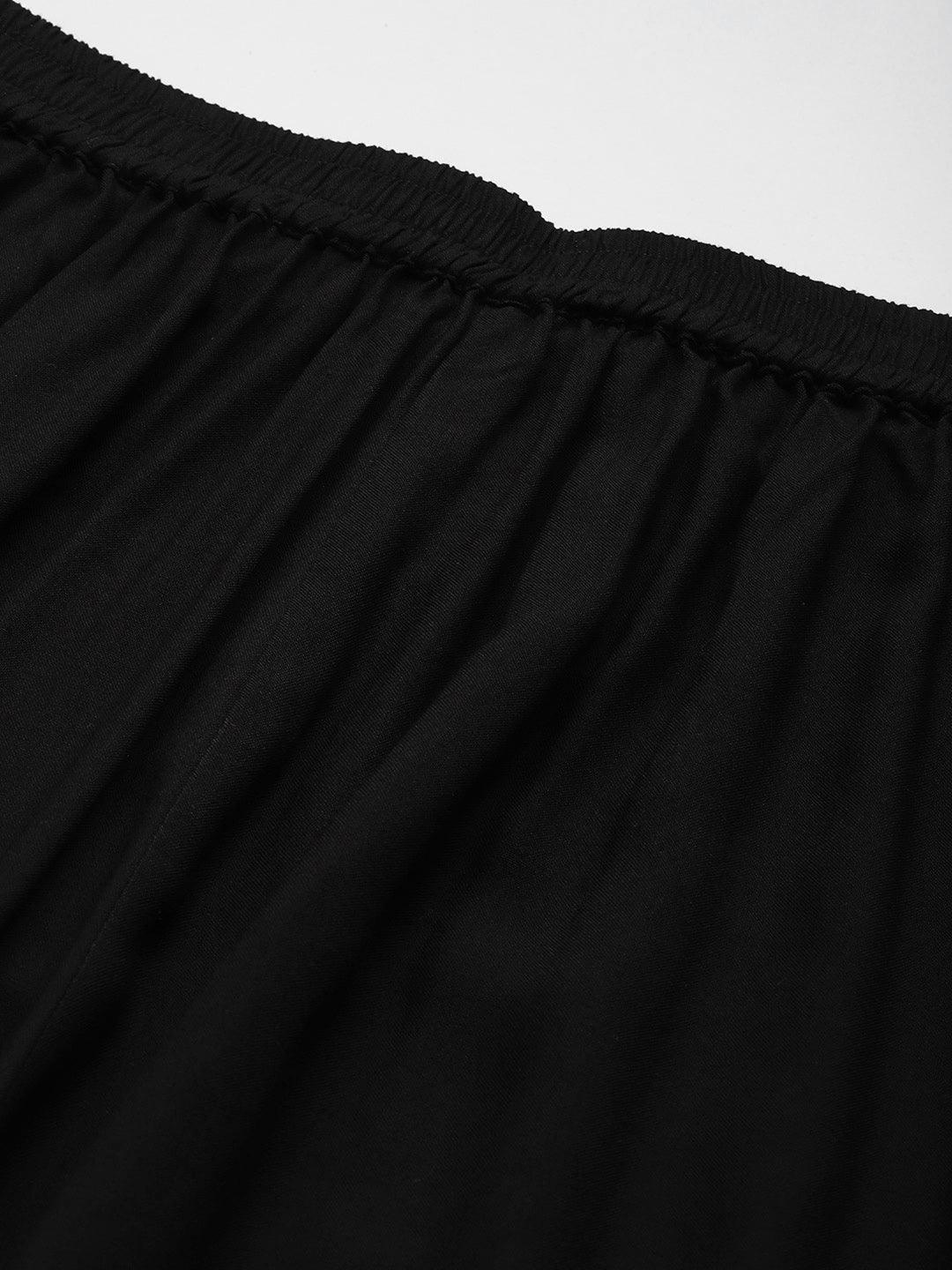 Black Solid Rayon Palazzos - ShopLibas 