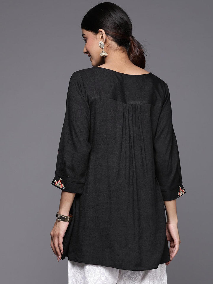Black Yoke Design Rayon A-Line Kurti - ShopLibas