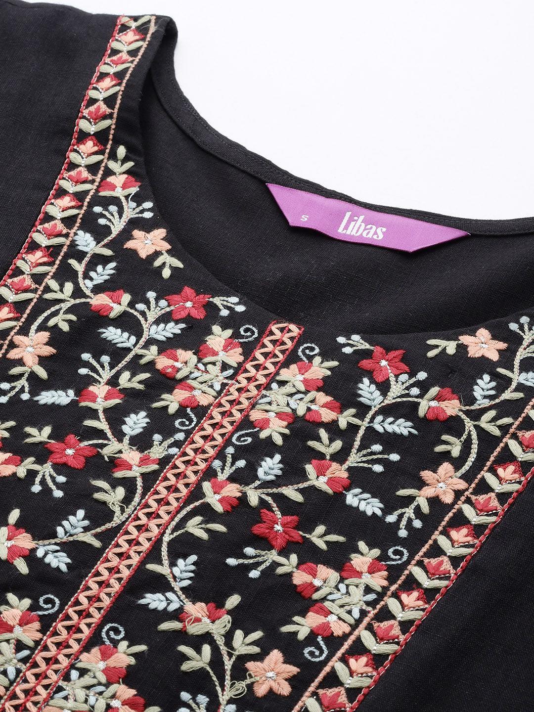 Black Yoke Design Rayon A-Line Kurti - ShopLibas