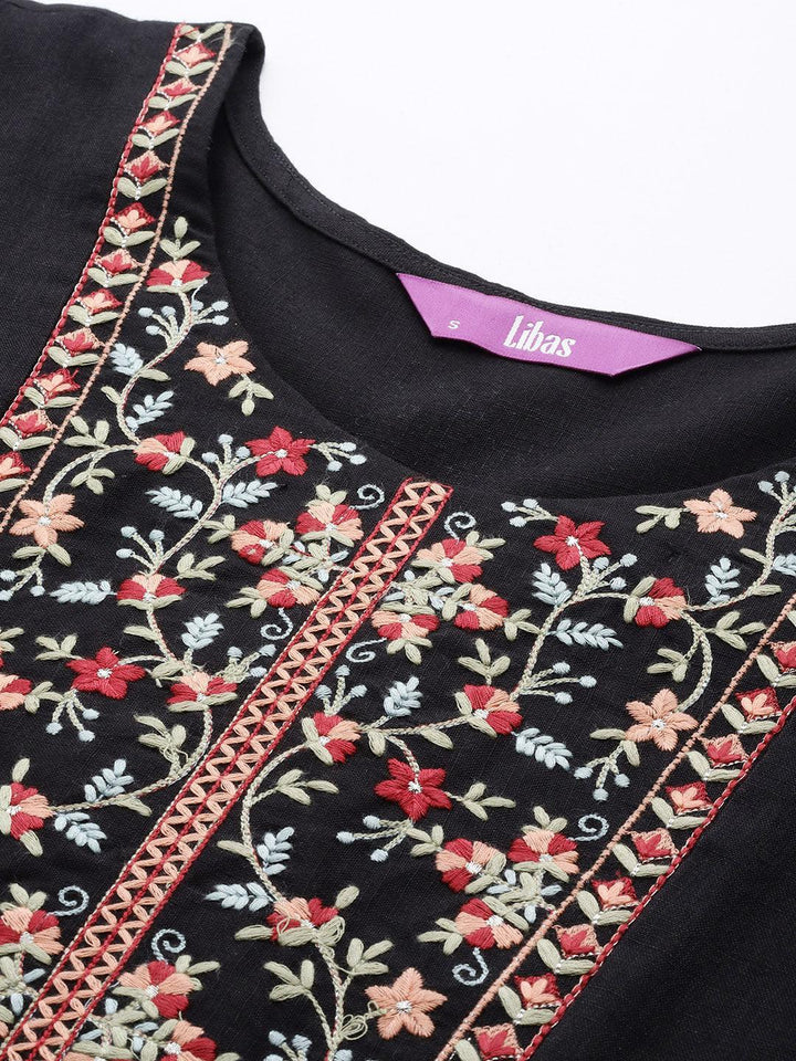 Black Yoke Design Rayon A-Line Kurti - ShopLibas