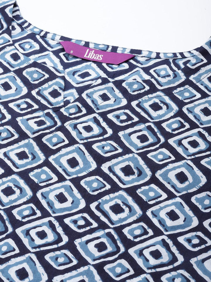 Blue Printed Cotton Night Suit