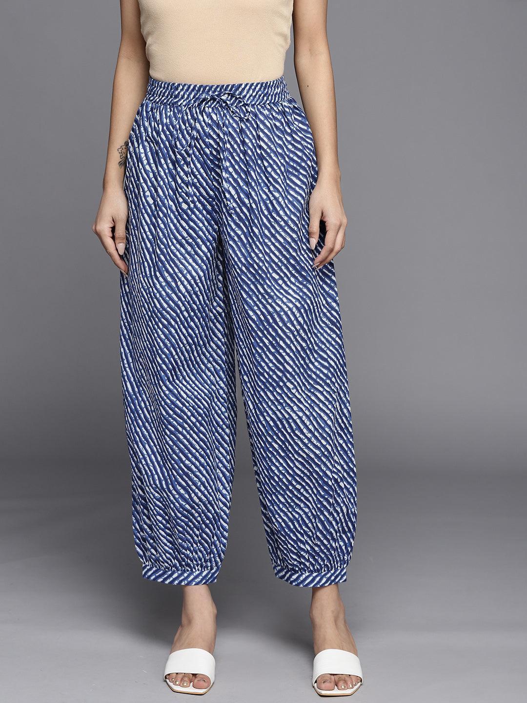 Blue Printed Cotton Salwar Pants - ShopLibas