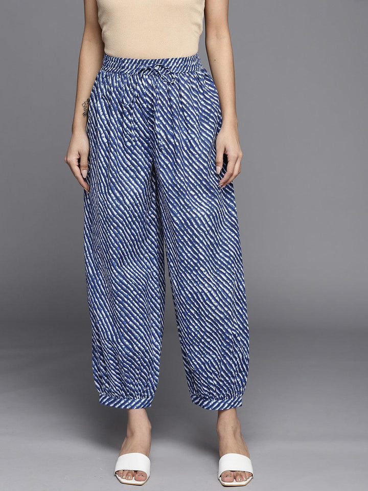 Blue Printed Cotton Salwar Pants - ShopLibas