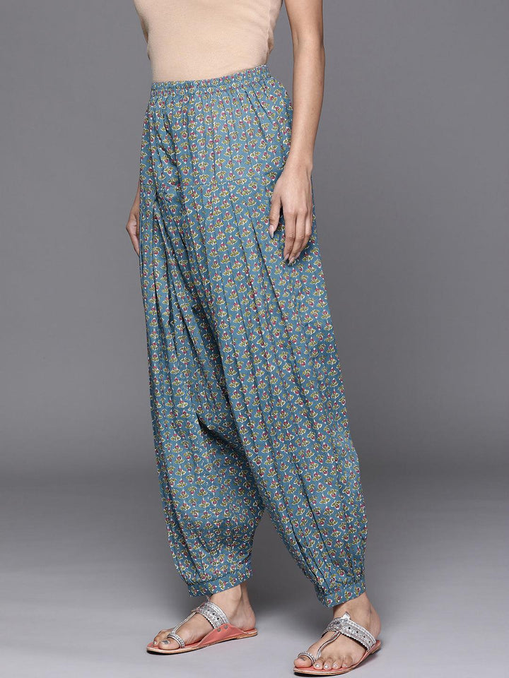 Blue Printed Cotton Salwar Pants - ShopLibas