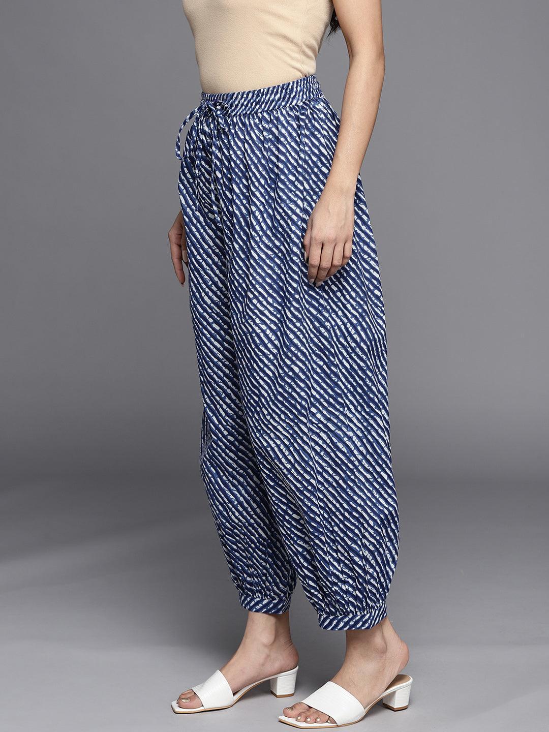 Blue Printed Cotton Salwar Pants - ShopLibas