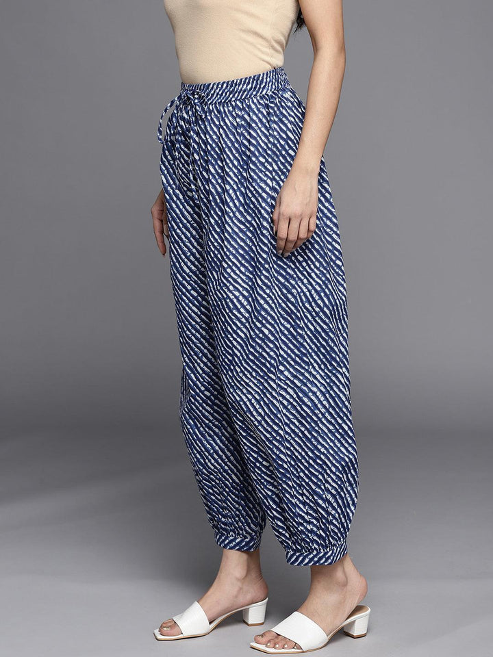 Blue Printed Cotton Salwar Pants - ShopLibas