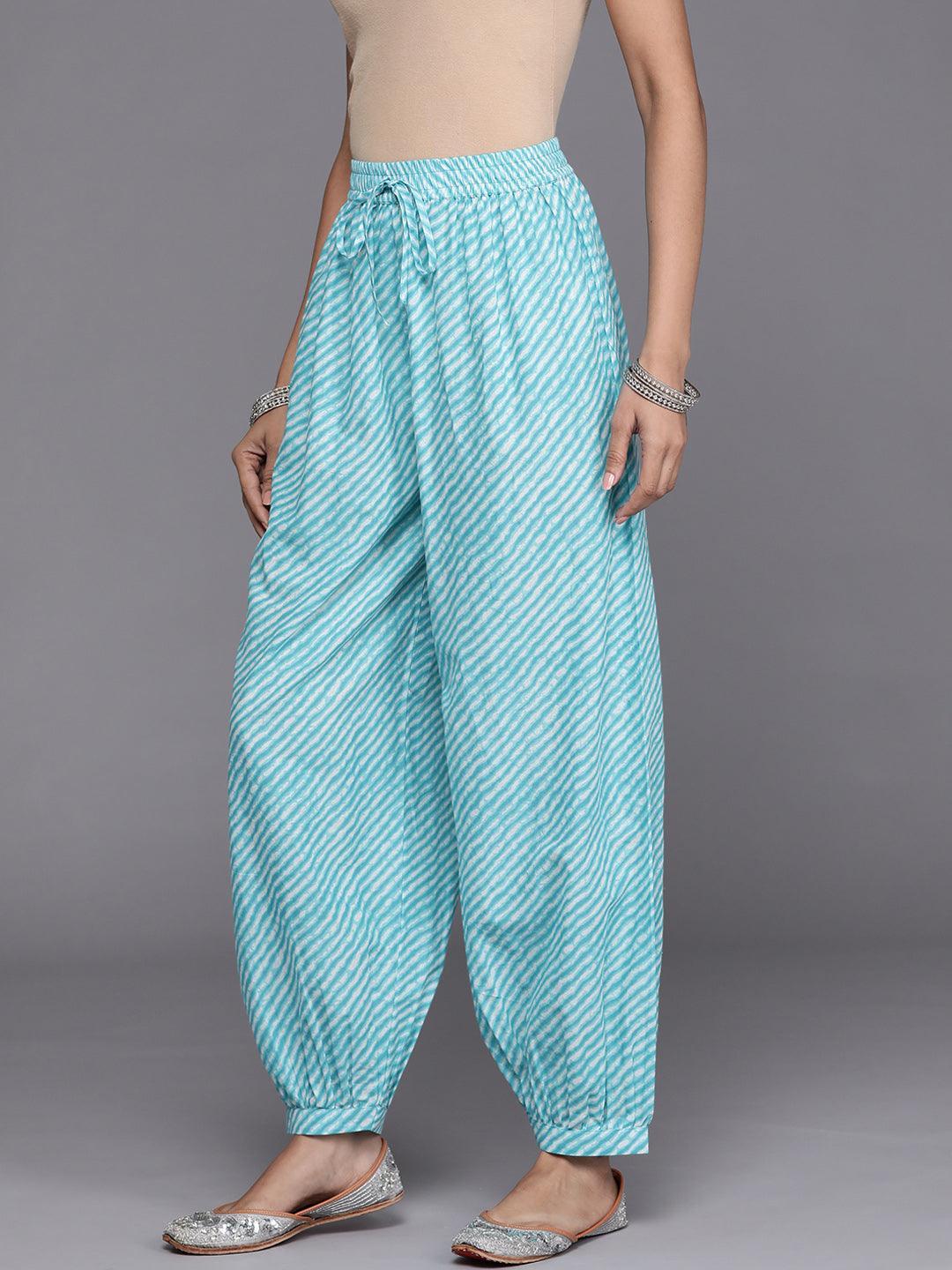 Blue Printed Cotton Salwar Pants - ShopLibas 