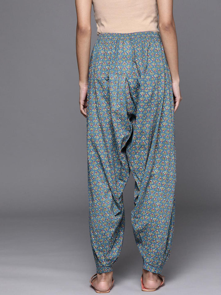 Blue Printed Cotton Salwar Pants - ShopLibas