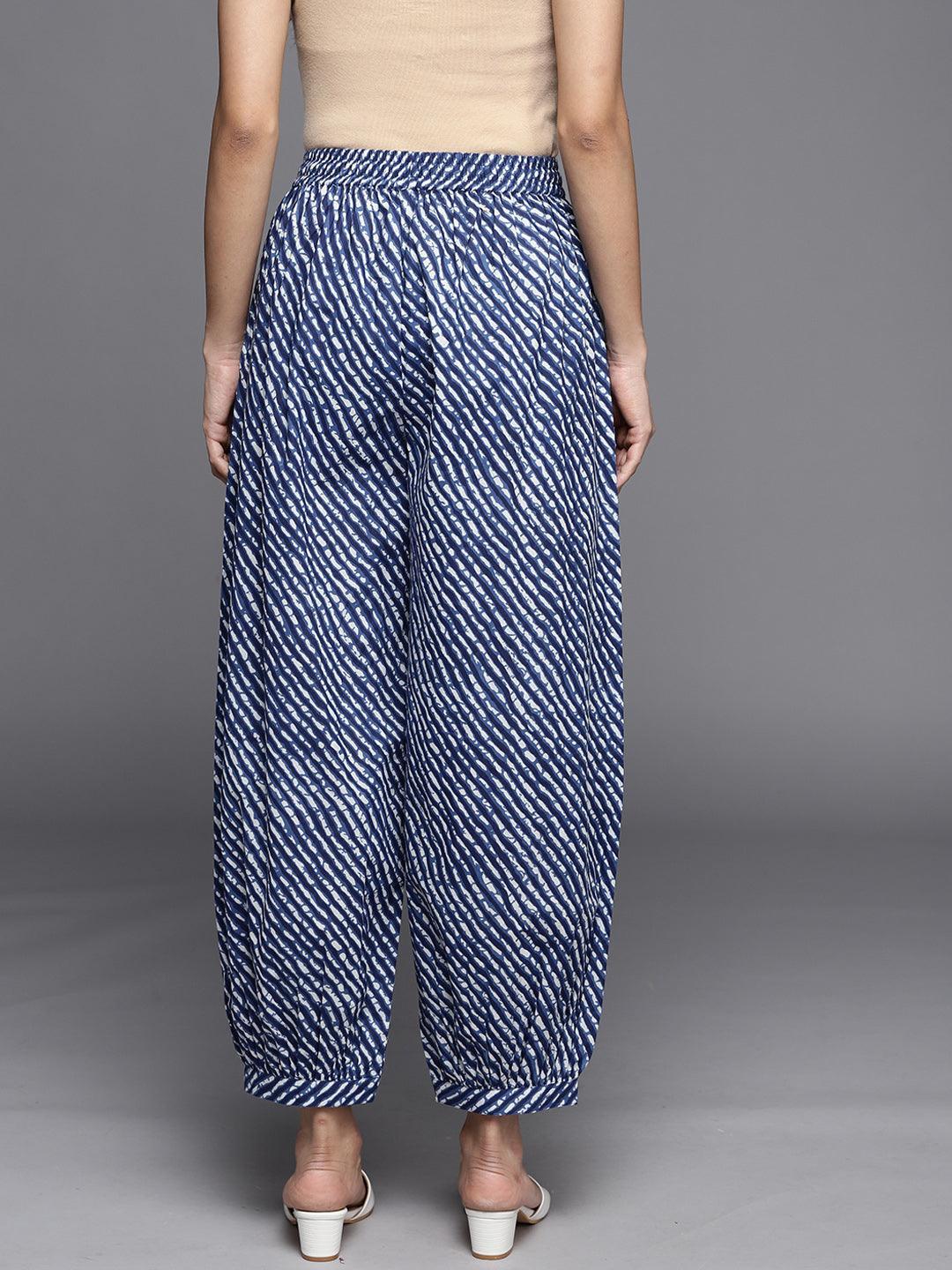 Blue Printed Cotton Salwar Pants - ShopLibas