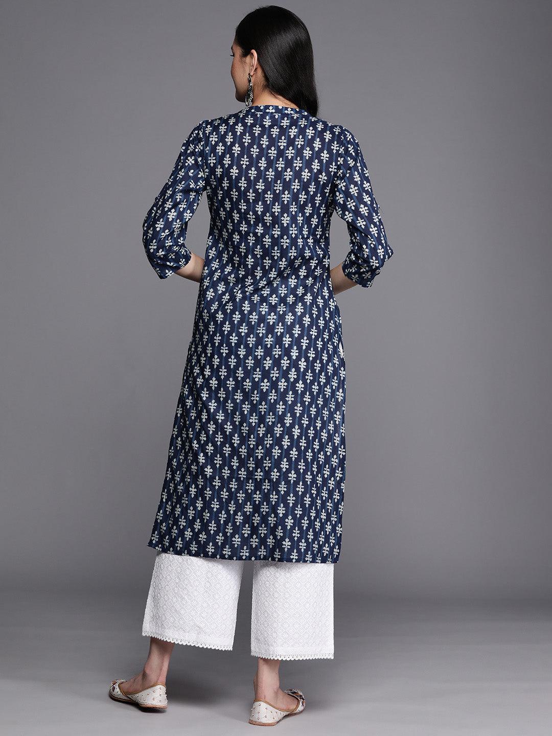 Buy Blue Printed Cotton Straight Kurta Online at 18.00 USD ShopLibas
