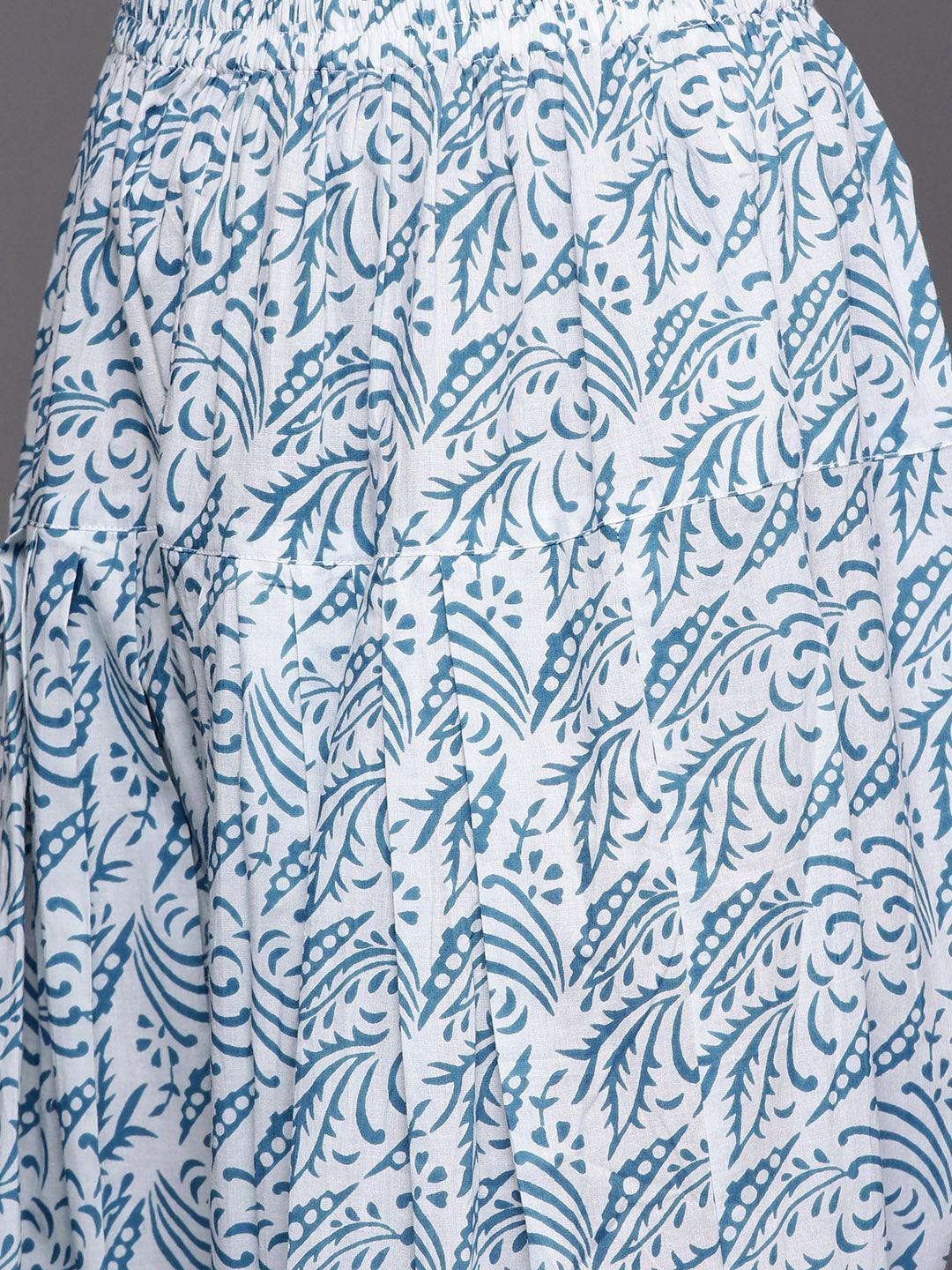 Blue Printed Cotton Suit Set - ShopLibas