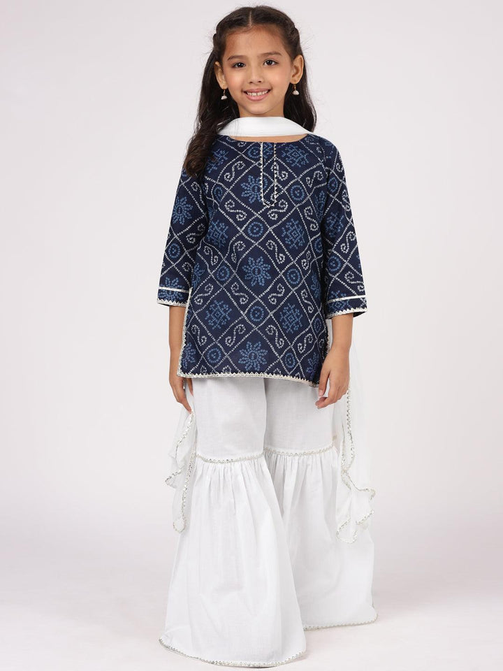 Blue Printed Cotton Suit Set - ShopLibas