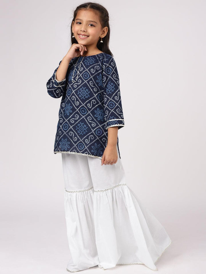 Blue Printed Cotton Suit Set - ShopLibas