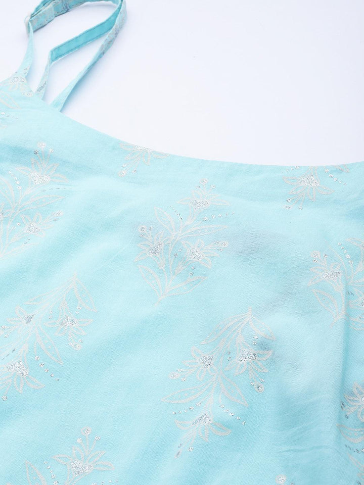 Blue Printed Cotton Suit Set - ShopLibas