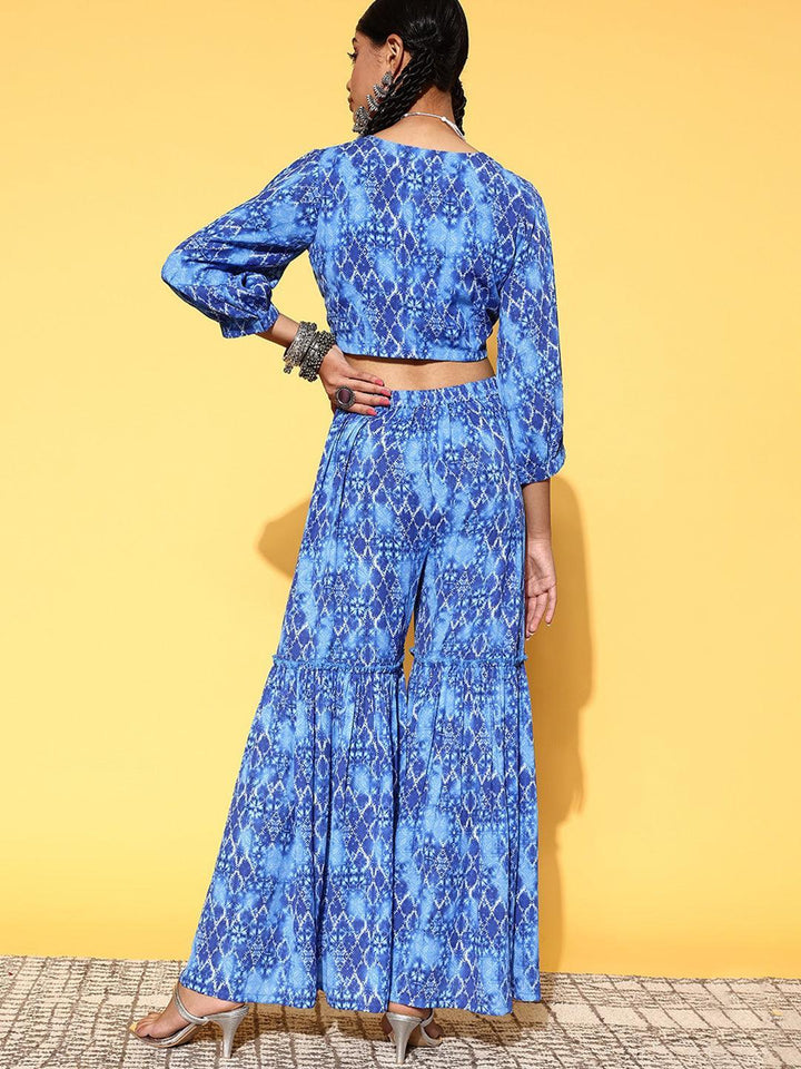Blue Printed Georgette Co-Ords