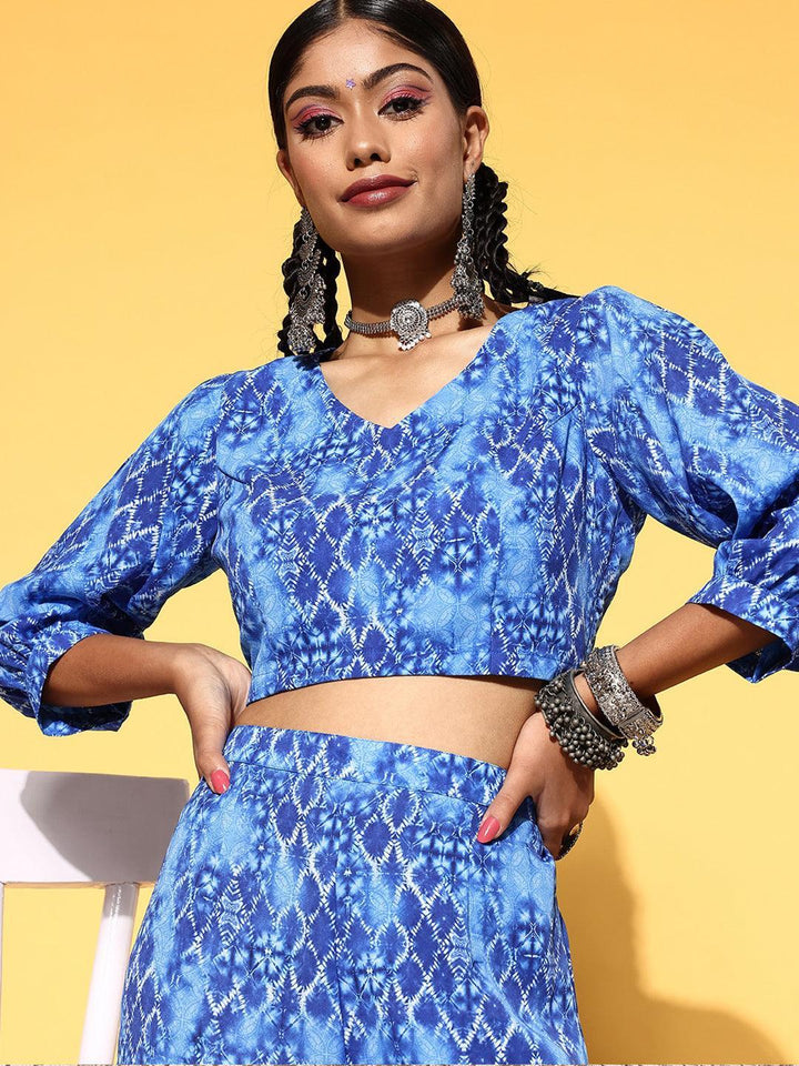 Blue Printed Georgette Co-Ords