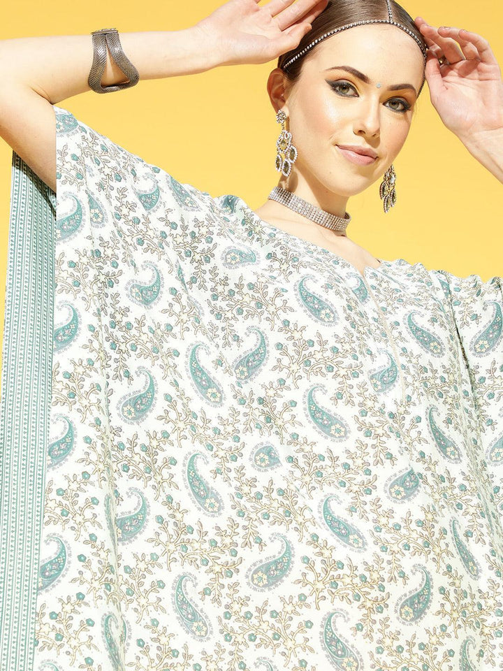 Blue Printed Silk Dress - ShopLibas