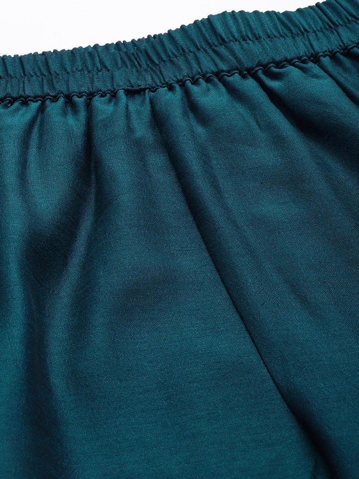Blue Solid Silk Palazzos - ShopLibas