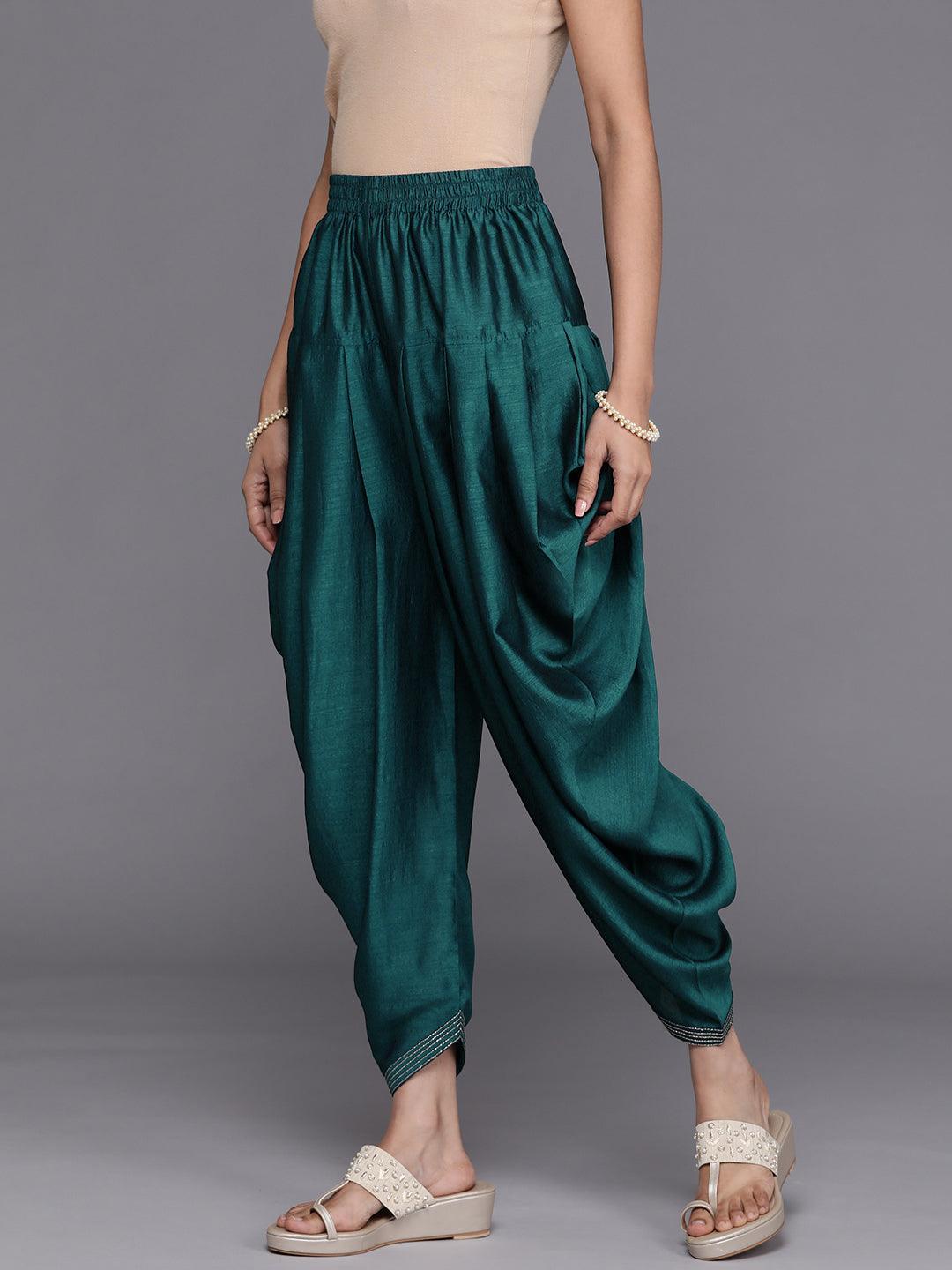 Blue Solid Silk Salwar Pants - ShopLibas 