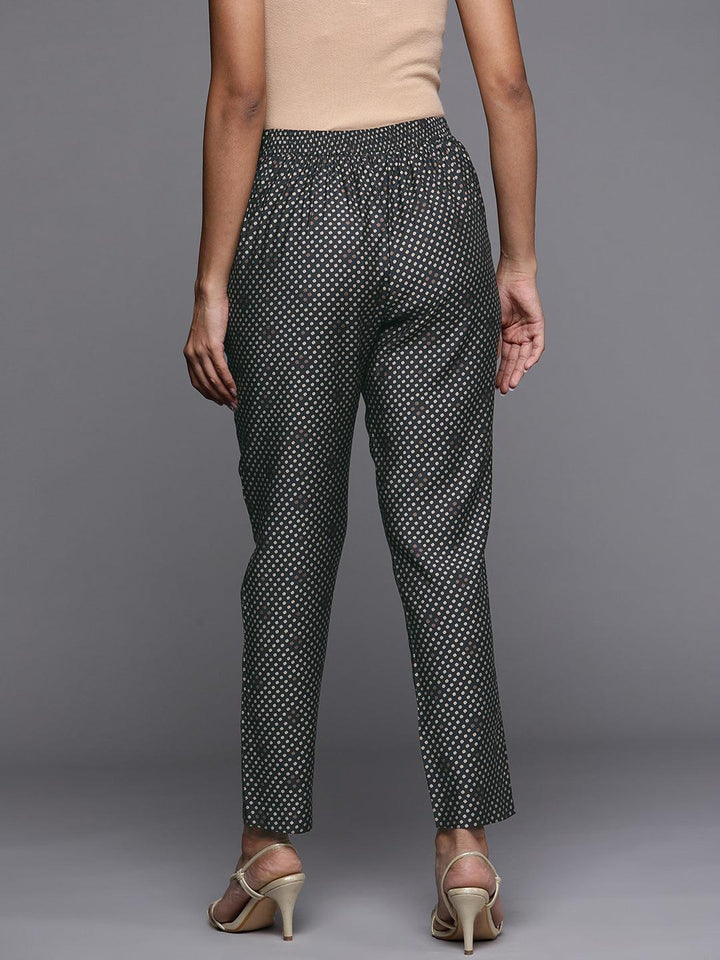 Charcoal Self Design Silk Trousers - ShopLibas