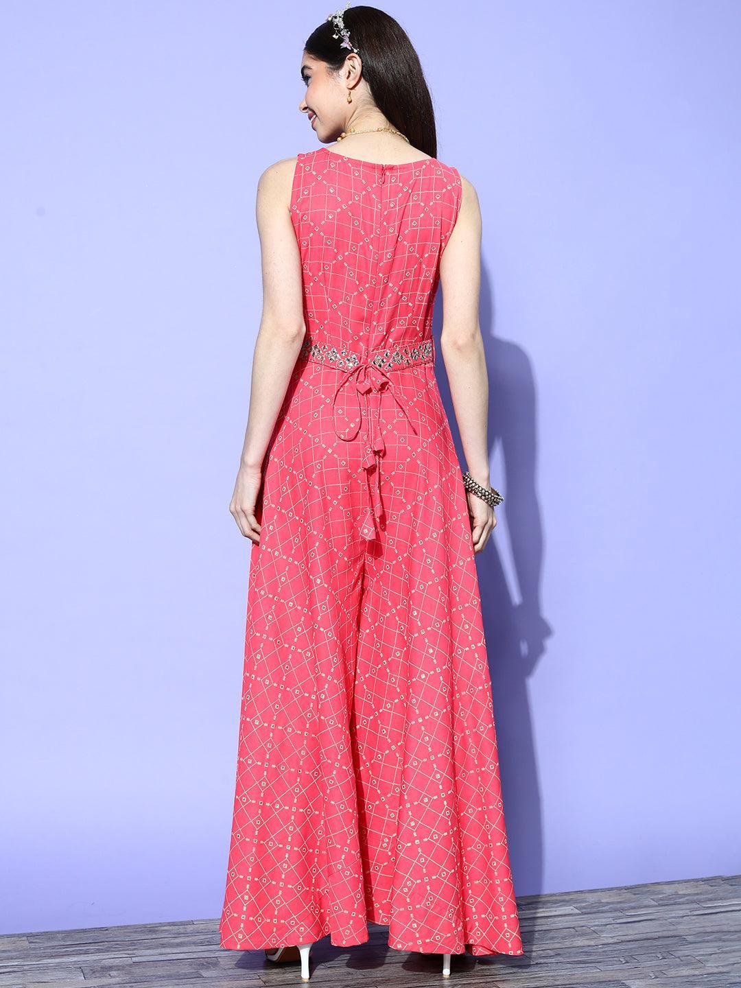 Coral Printed Cotton Jumpsuit - ShopLibas 