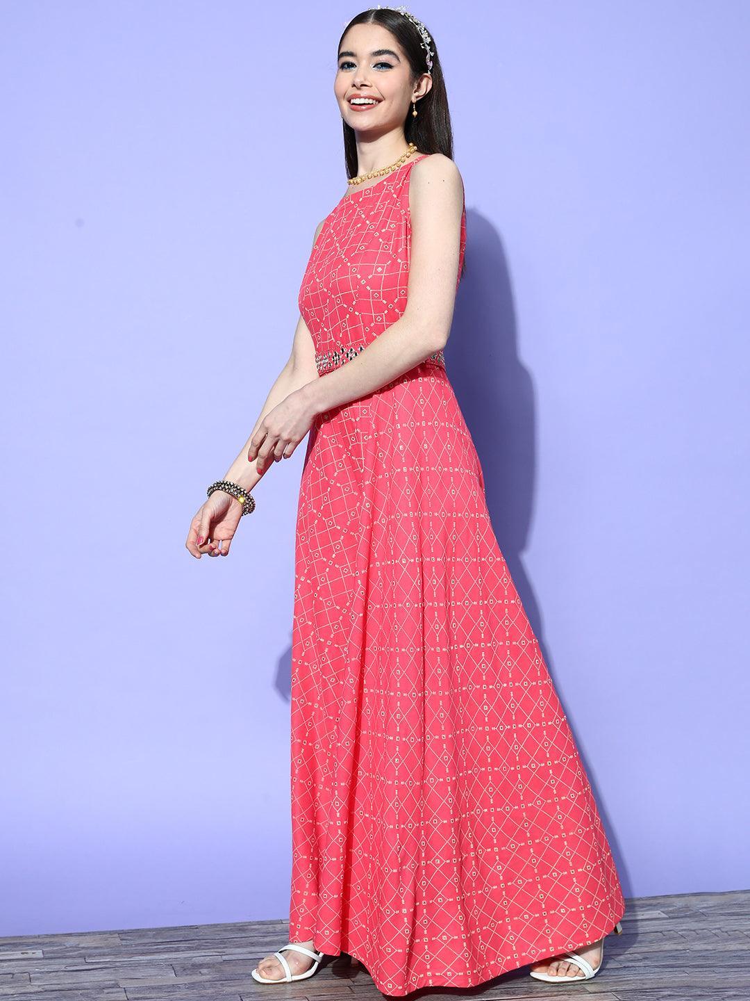 Coral Printed Cotton Jumpsuit - ShopLibas 