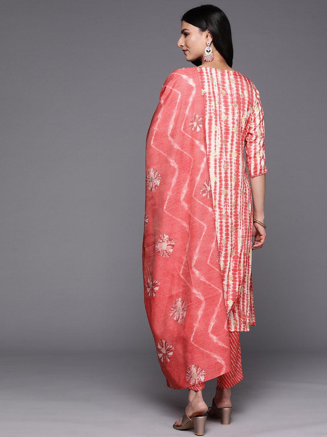 Coral Printed Rayon Straight Suit Set With Trousers - ShopLibas 