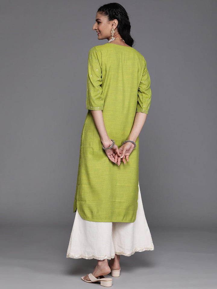 Green Embellished Rayon Kurta